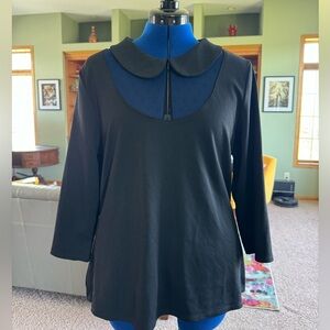 NWT Unique Vintage 3/4 length blouse with Peter Pan collar